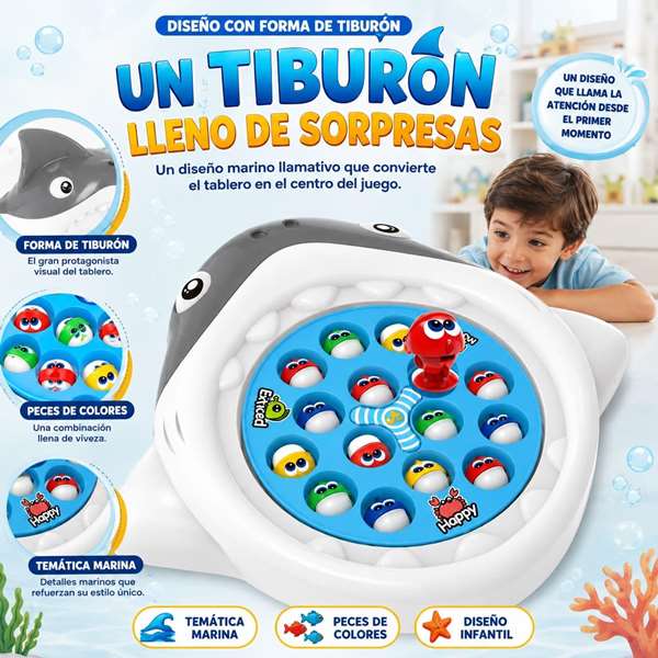JugaToys Juego Pesca Tiburon con musica 31x30 cm
