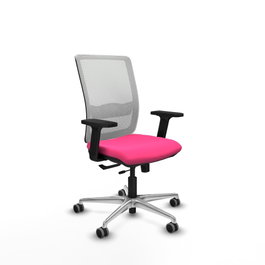 PIQUERAS Y CRESPO Silla de oficina Haches Rosa con respaldo de malla Blanco