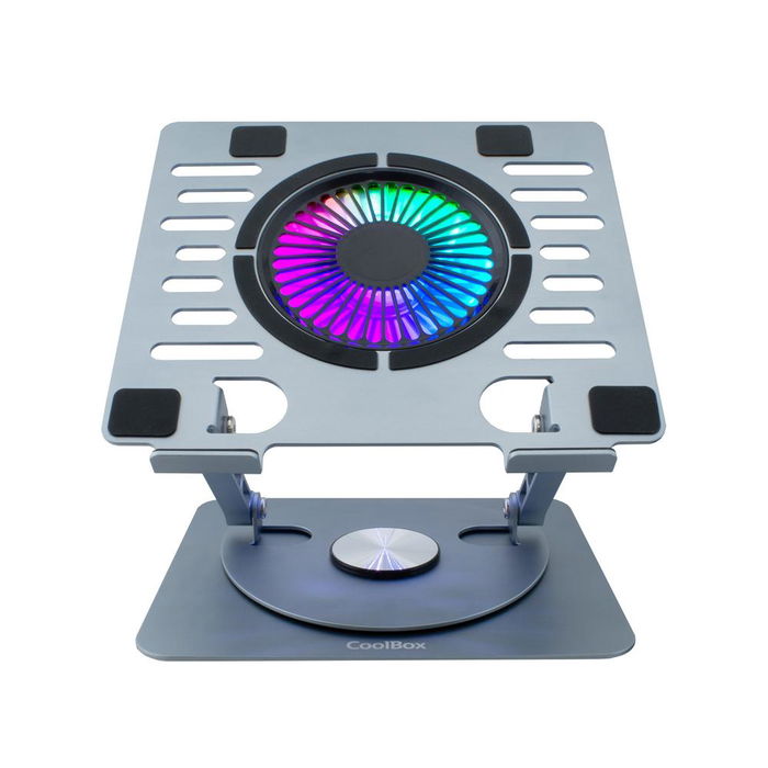 Coolbox Soporte Base Refrigeración Portátil Coolair 1VRGB Ajustable 360° con Ventilador RGB, Doble USB, para Portátiles hasta 17", Hub Integrado, Refrigeración Regulable Coolbox Soporte Base Refrigeración Portátil Coolair 1VRGB Ajustable 360° con Ventilador RGB, Doble USB, para Portátiles hasta 17", Hub Integrado, Refrigeración Regulable