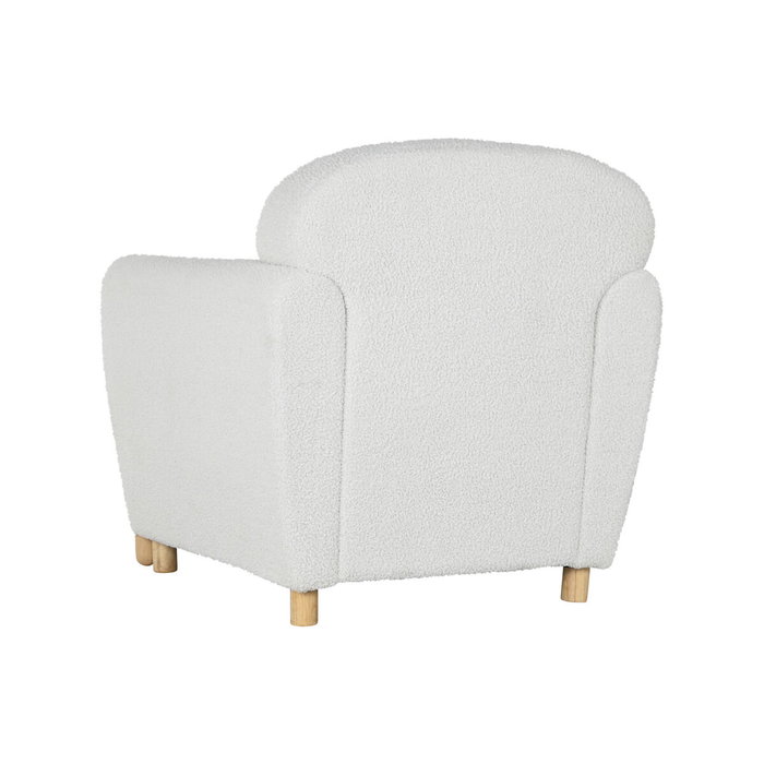 DKD Home Decor Sillón de Poliéster y Madera Blanco con Acabado Bucle