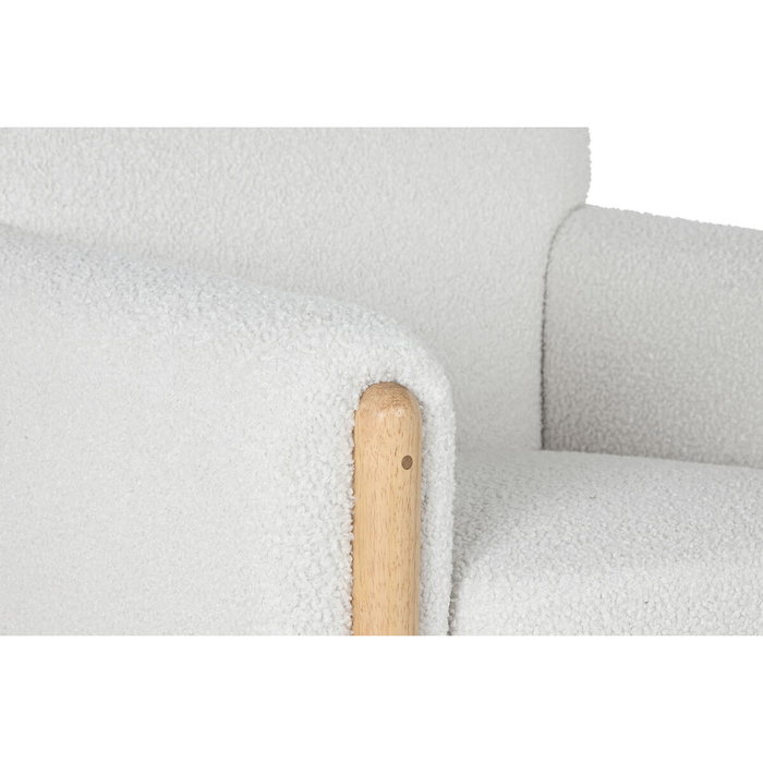 DKD Home Decor Sillón de Poliéster y Madera Blanco con Acabado Bucle