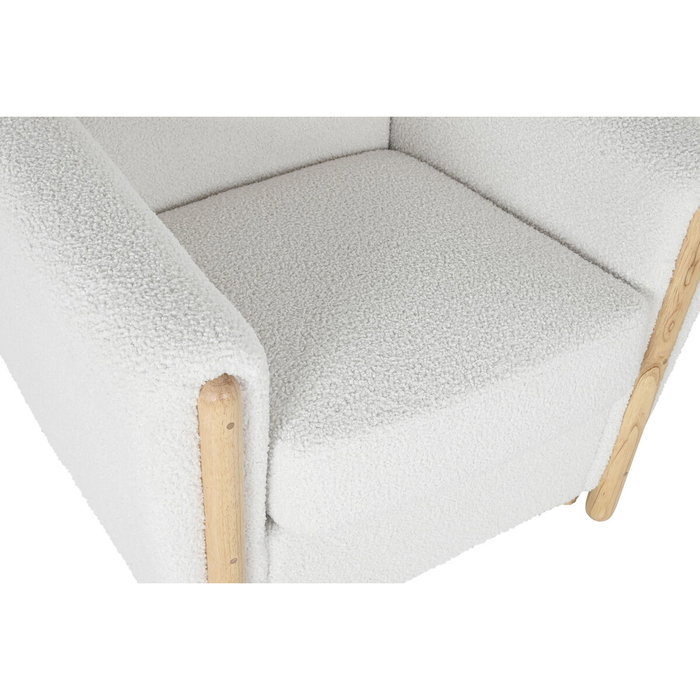 DKD Home Decor Sillón de Poliéster y Madera Blanco con Acabado Bucle