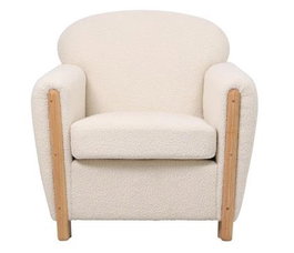 DKD Home Decor Sillón de Poliéster y Madera Blanco con Acabado Bucle