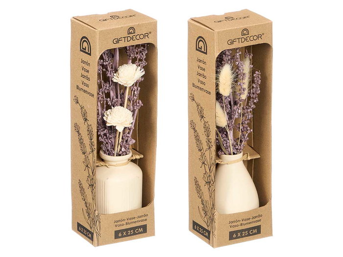 Giftdecor Florero Alto Pequeño Lavanda Surtidos Modelos 8x28x8cm (Set de 18)
