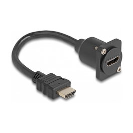 DeLOCK D-Typ Cable HDMI Macho a Hembra 20 cm Negro, Conectores HDMI Tipo A Estándar, 3840x2160, HDCP