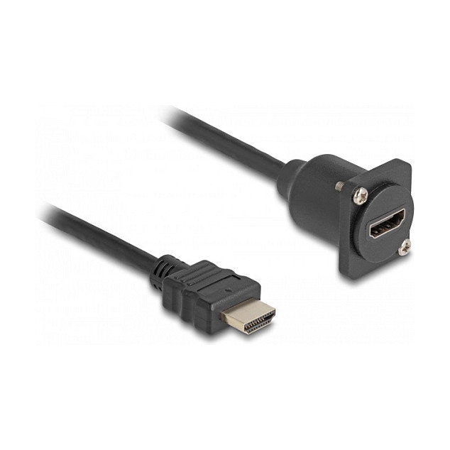 DeLOCK D-Typ Cable HDMI Macho a Hembra 20 cm Negro, Conectores HDMI Tipo A Estándar, 3840x2160, HDCP
