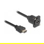 DeLOCK D-Typ Cable HDMI Macho a Hembra 20 cm Negro, Conectores HDMI Tipo A Estándar, 3840x2160, HDCP