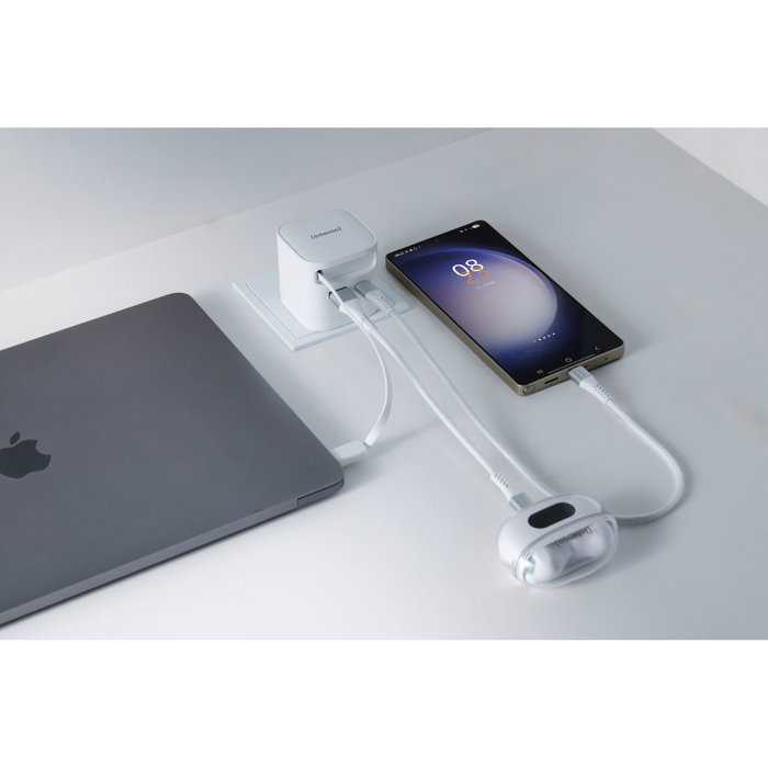 Intenso W65ACIC Cargador de Pared 65W GaN Blanco con Cable USB-C Retráctil Intenso W65ACIC Cargador de Pared 65W GaN Blanco con Cable USB-C Retráctil