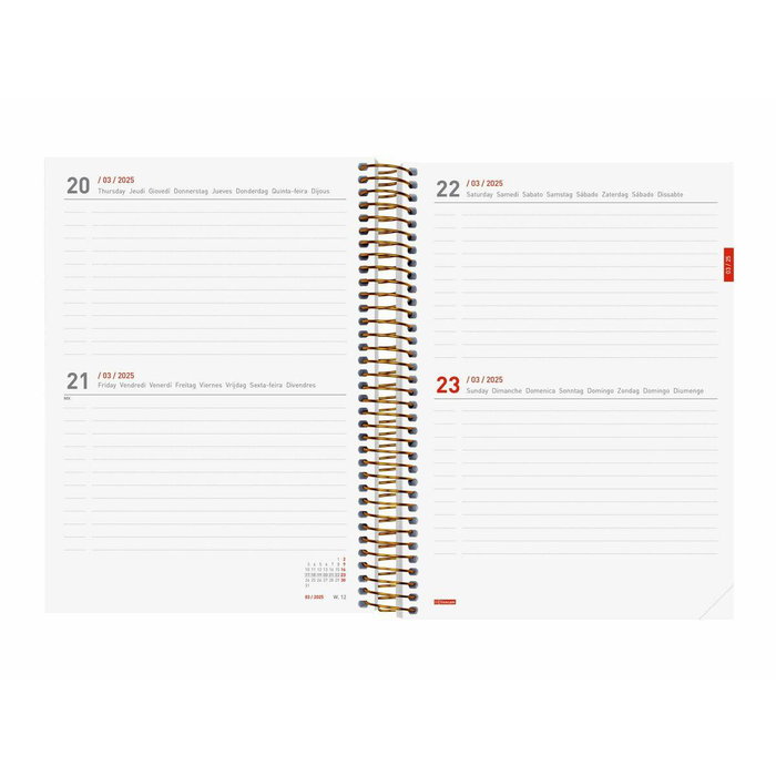 Finocam Agenda Espiral 18 Meses Julio 2024-Diciembre 2025, Cierre con Goma, Formato A5, Contenido Extra