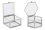 DKD Home Decor Set de 3 Joyeros de Latón y Cristal 7x7x4 cm