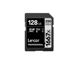 Lexar LSD128CB1667 Tarjeta de Memoria SDXC 128 GB UHS-II Clase 10 V60 Velocidad Lectura 250 MB/s