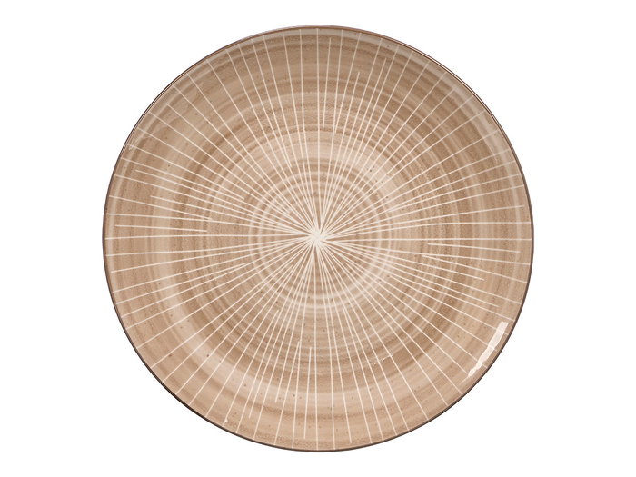 Vessia Plato Llano de Cerámica con Rayas, Color Marrón, Diámetro 27 cm (26.7x26.7x2 cm) (Set de 24)