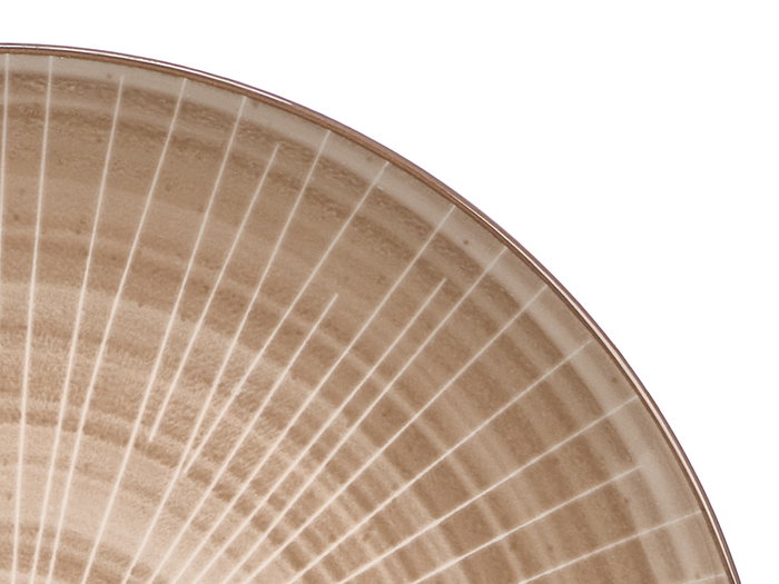 Vessia Plato Llano de Cerámica con Rayas, Color Marrón, Diámetro 27 cm (26.7x26.7x2 cm) (Set de 24)