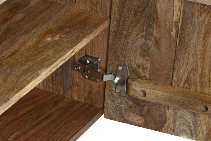 DKD Home Decor Mueble TV Colonial Natural Mango y Metal 160 x 40 x 50 cm