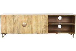 DKD Home Decor Mueble TV Colonial Natural Mango y Metal 160 x 40 x 50 cm