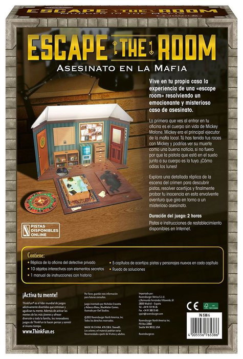 Ravensburger - Juego de Mesa Escape The Room: Asesinato en la Mafia - Juego de Deducción e Investigación para 1 a 3 Jugadores, a partir de 14 años