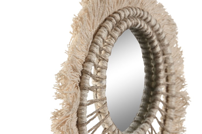 DKD Home Decor Set de 3 Decoraciones de Pared en Algodón y Yute Blanco