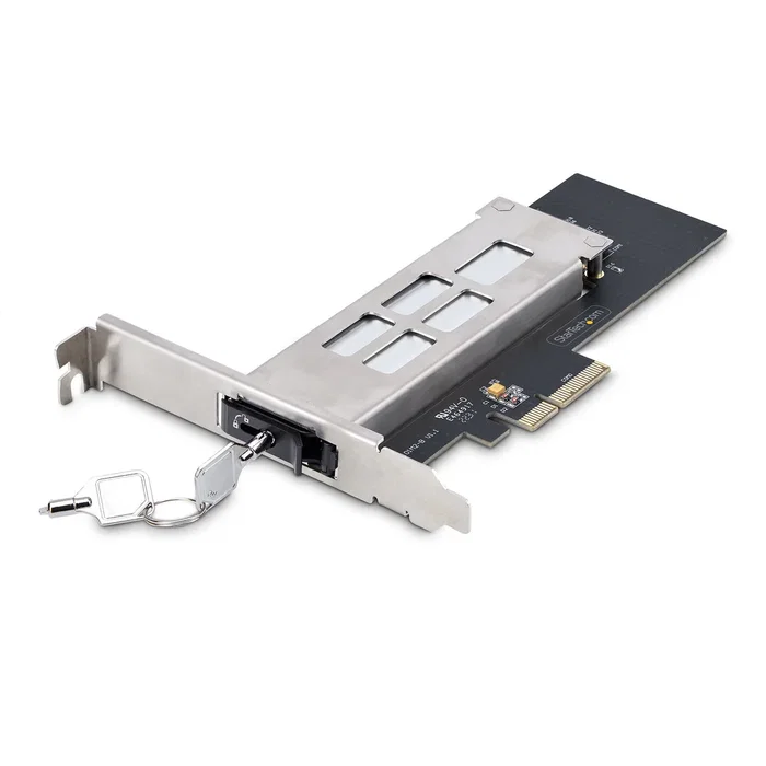 Startech M2-REMOVABLE-PCIE-N1 - Adaptador PCIe x4 a SSD NVMe M.2 con bandeja removible Hot Swap intercambiable en caliente, para SSD 2230/2242/2260/2280, con llaves de seguridad