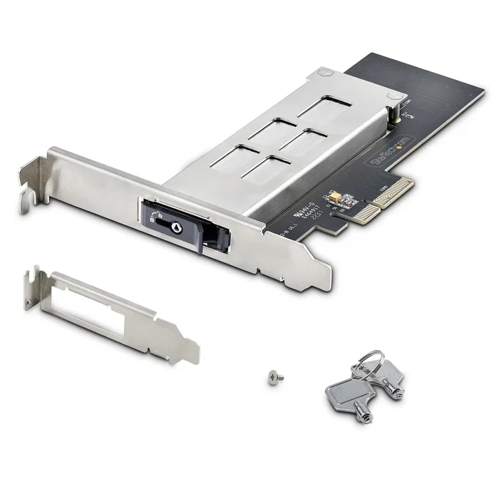 Startech M2-REMOVABLE-PCIE-N1 - Adaptador PCIe x4 a SSD NVMe M.2 con bandeja removible Hot Swap intercambiable en caliente, para SSD 2230/2242/2260/2280, con llaves de seguridad