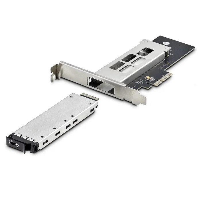Startech M2-REMOVABLE-PCIE-N1 - Adaptador PCIe x4 a SSD NVMe M.2 con bandeja removible Hot Swap intercambiable en caliente, para SSD 2230/2242/2260/2280, con llaves de seguridad