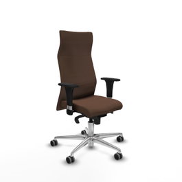 PIQUERAS Y CRESPO Sillón Albacete con mecanismo Sincro, Tela Marrón oscuro y Base Aluminio