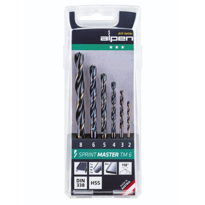 Alpen Sprint Master TM 6 Juego de Brocas de Giro HSS 2-8 mm Alpen Sprint Master TM 6 Juego de Brocas de Giro HSS 2-8 mm
