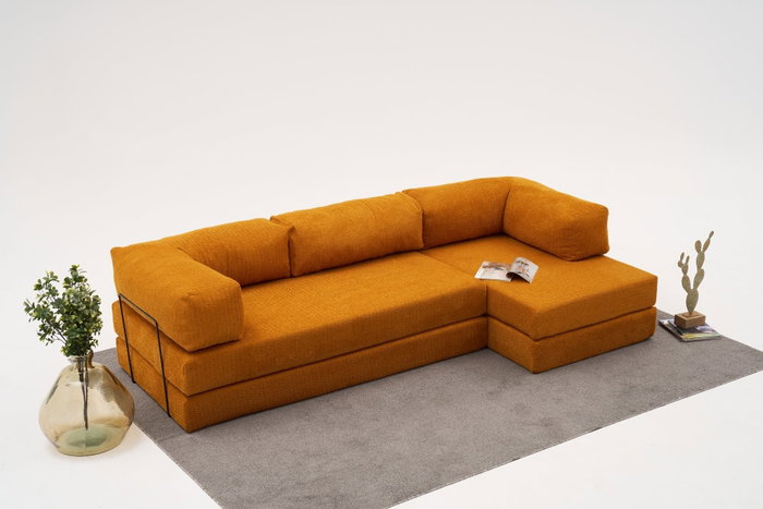 Atelier Del Sofa Sofá Esquinero Chenilla Naranja 290cm