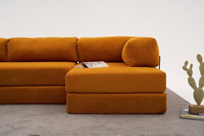 Atelier Del Sofa Sofá Esquinero Chenilla Naranja 290cm