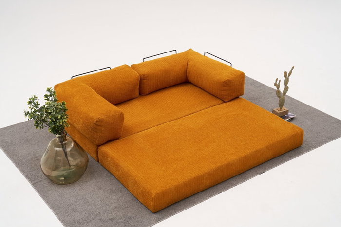 Atelier Del Sofa Sofá Esquinero Chenilla Naranja 290cm