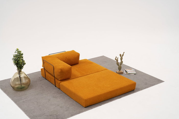 Atelier Del Sofa Sofá Esquinero Chenilla Naranja 290cm
