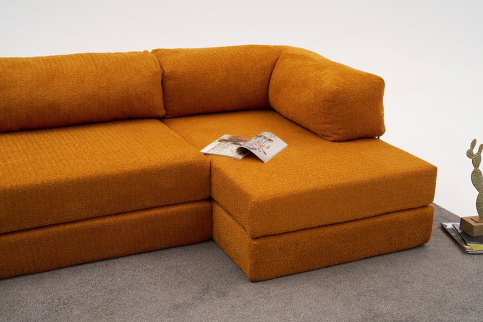 Atelier Del Sofa Sofá Esquinero Chenilla Naranja 290cm