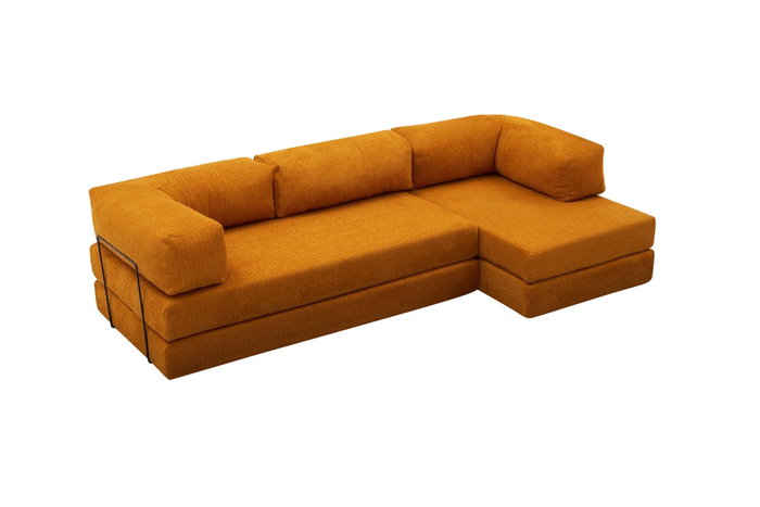 Atelier Del Sofa Sofá Esquinero Chenilla Naranja 290cm