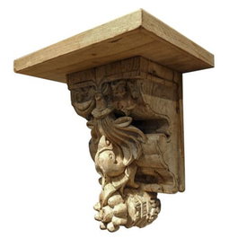 DKD Home Decor Repisa de Teca Talla Antigua 32,5x21x30 cm