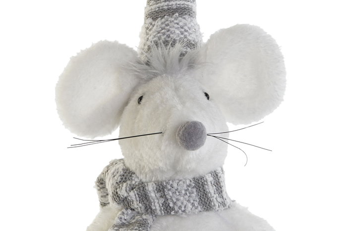 DKD Home Decor Figura Ratón Poliester Blanco Gris 20 x 13 x 66 cm