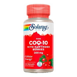 Solaray Pure CoQ10 200 mg - 30 Cápsulas Vegetales - Coenzima Q10 Ubiquinona - Complemento Alimenticio para Energía