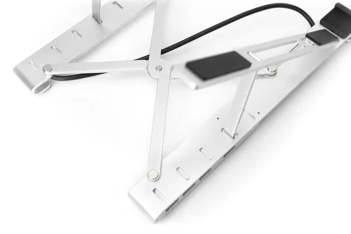 DIGITUS DA 90424 Soporte Regulable y Plegable para Portátil 10 17" con Hub USB-C Power Delivery 4x USB 3.0 A Plata