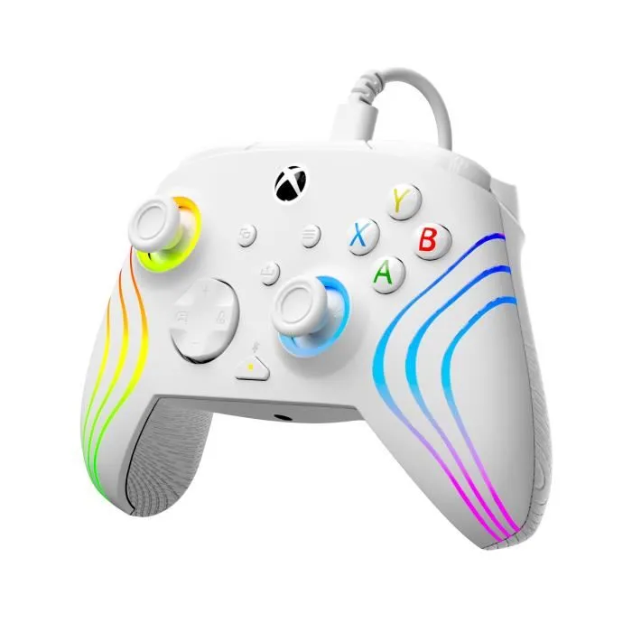 Turtle Beach Gamepad Xbox Series X|S, Xbox One y PC Afterglow Wave RGB Con Cable Blanco TUR0840454400076