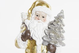 DKD Home Decor Figura Navidad Tradicional Santa Resina Dorado Blanco 8x8x18 cm