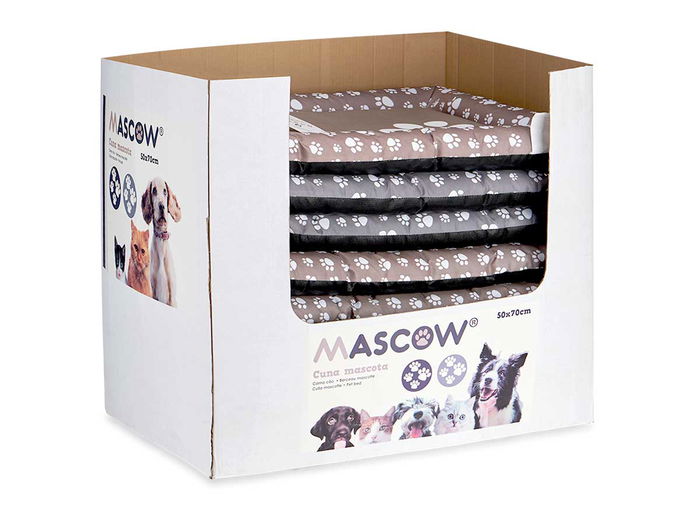 Mascow Cuna Mascota Huellas 2 Colores Mixtos Gris y Marron 48x7x68 cm (Set de 16)