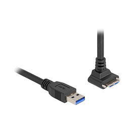 DeLOCK Cable USB Tipo-A a USB Micro-B con tornillos, 90° hacia arriba, 1 m, Negro