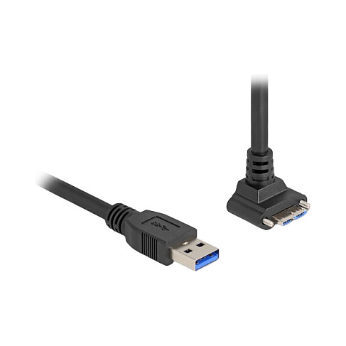 DeLOCK Cable USB Tipo-A a USB Micro-B con tornillos, 90° hacia arriba, 1 m, Negro DeLOCK Cable USB Tipo-A a USB Micro-B con tornillos, 90° hacia arriba, 1 m, Negro