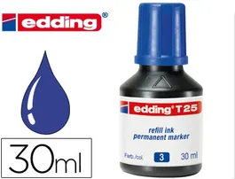 Edding Tinta Recambio Rotulador Permanente Azul Bote 30 ml para Marcadores Edding