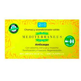 Mediterraneus Champú-Acondicionador Sólido Anticaspa 55 gr - Sin Parabenos, Siliconas ni Colorantes Sintéticos - Formato Cero Plásticos