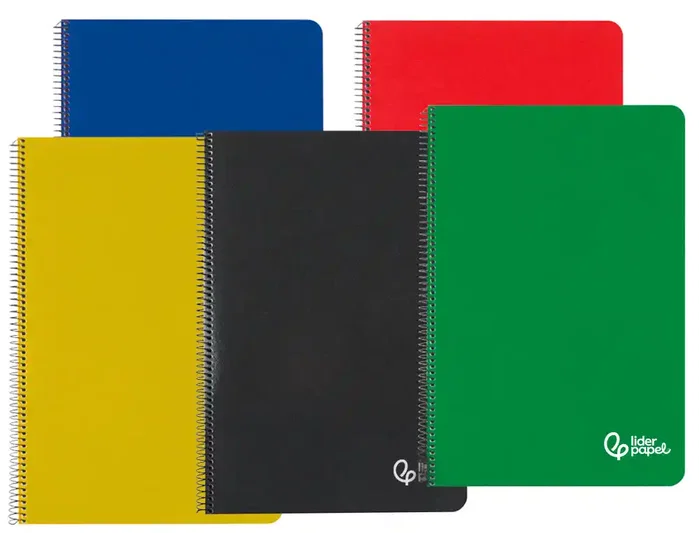 Liderpapel Cuaderno Espiral Cuarto Tapa Dura 80 Hojas 75gr Cuadro 4mm Con Margen Colores Surtidos