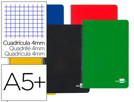 Liderpapel Cuaderno Espiral Cuarto Tapa Dura 80 Hojas 75gr Cuadro 4mm Con Margen Colores Surtidos