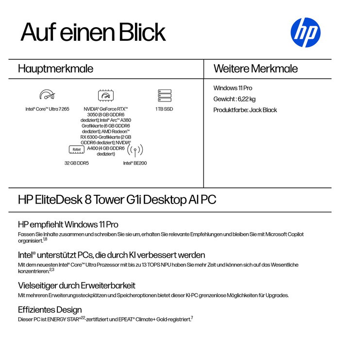 HP EliteDesk 8 Tower G1i CU7 con 32GB RAM, 1TB SSD y Windows 11 Pro HP EliteDesk 8 Tower G1i CU7 con 32GB RAM, 1TB SSD y Windows 11 Pro