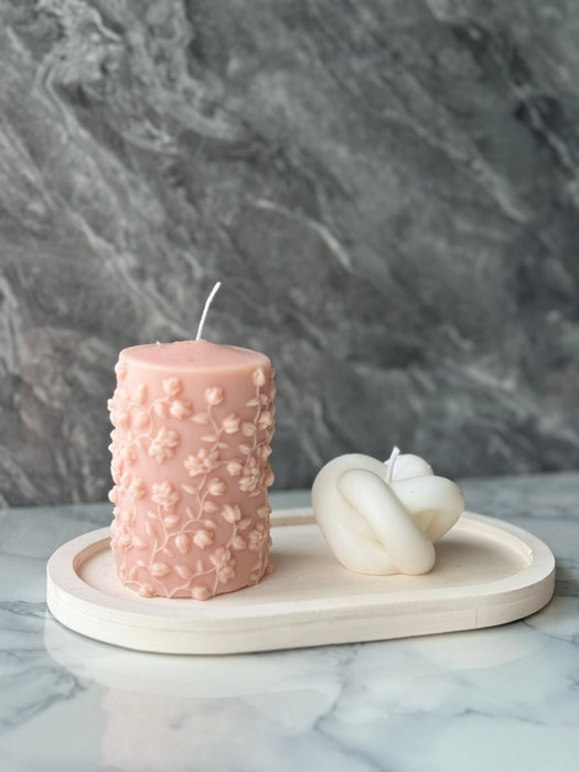 Aberto Design Juego de Velas 41ST, 3 Piezas, Soja, Rosa y Blanco para Decoración del Hogar y Relajación