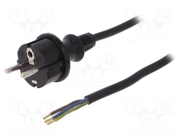 PLASTROL Cable de Alimentación H05RR-F 3x1mm² con Enchufe CEE 7/7 (E/F) 5m
