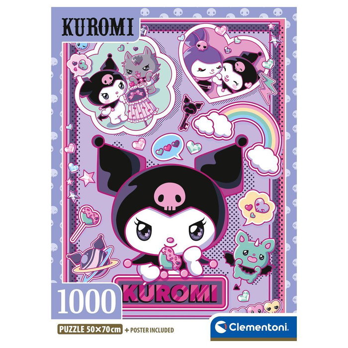 CLEMENTONI Puzzle 1000 Piezas Sanrio Kuromi y Hello Kitty - 98 x 33 cm