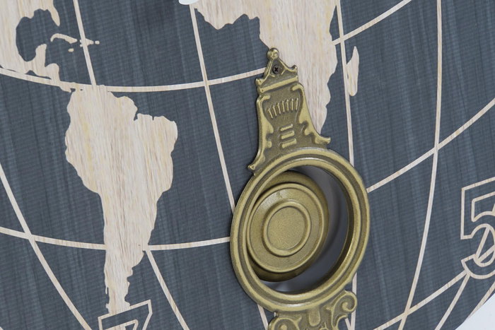 DKD Home Decor Reloj de Pared Vintage Mapamundi MDF y Metal Beige y Negro 58 x 58 x 8 cm (2 Unidades)